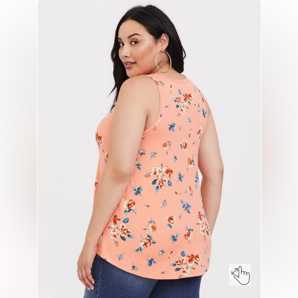 Torrid Super Soft Knits peach orange floral tank top Size 1X -Torrid Size 1